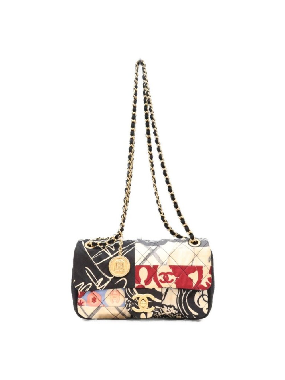 Chanel Multicolor Patchwork Cotton Mini Quilted 20 Shoulder Bag